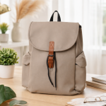 حقيبة ظهر كاجوال مع حزام غلق جلدي ، تصميم عصري مناسب  للسفر و الدراسة و العمل